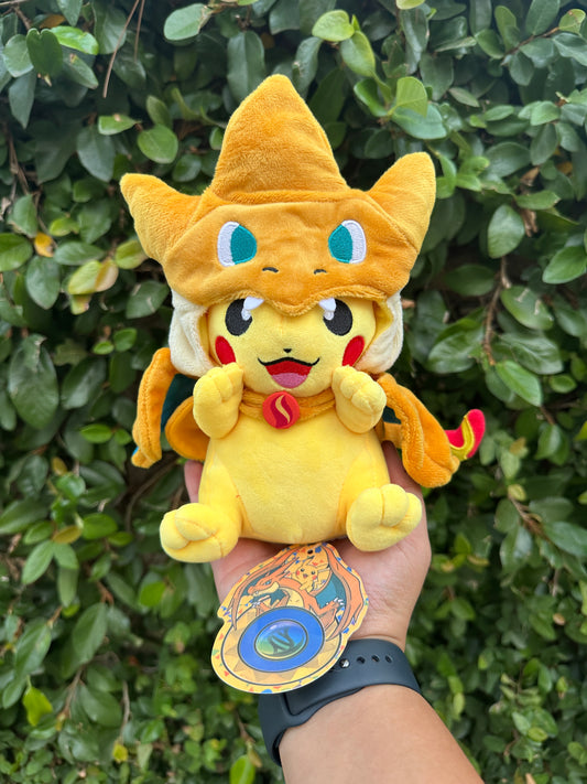 Poncho Pikachu Charizard Plush - 8 inch