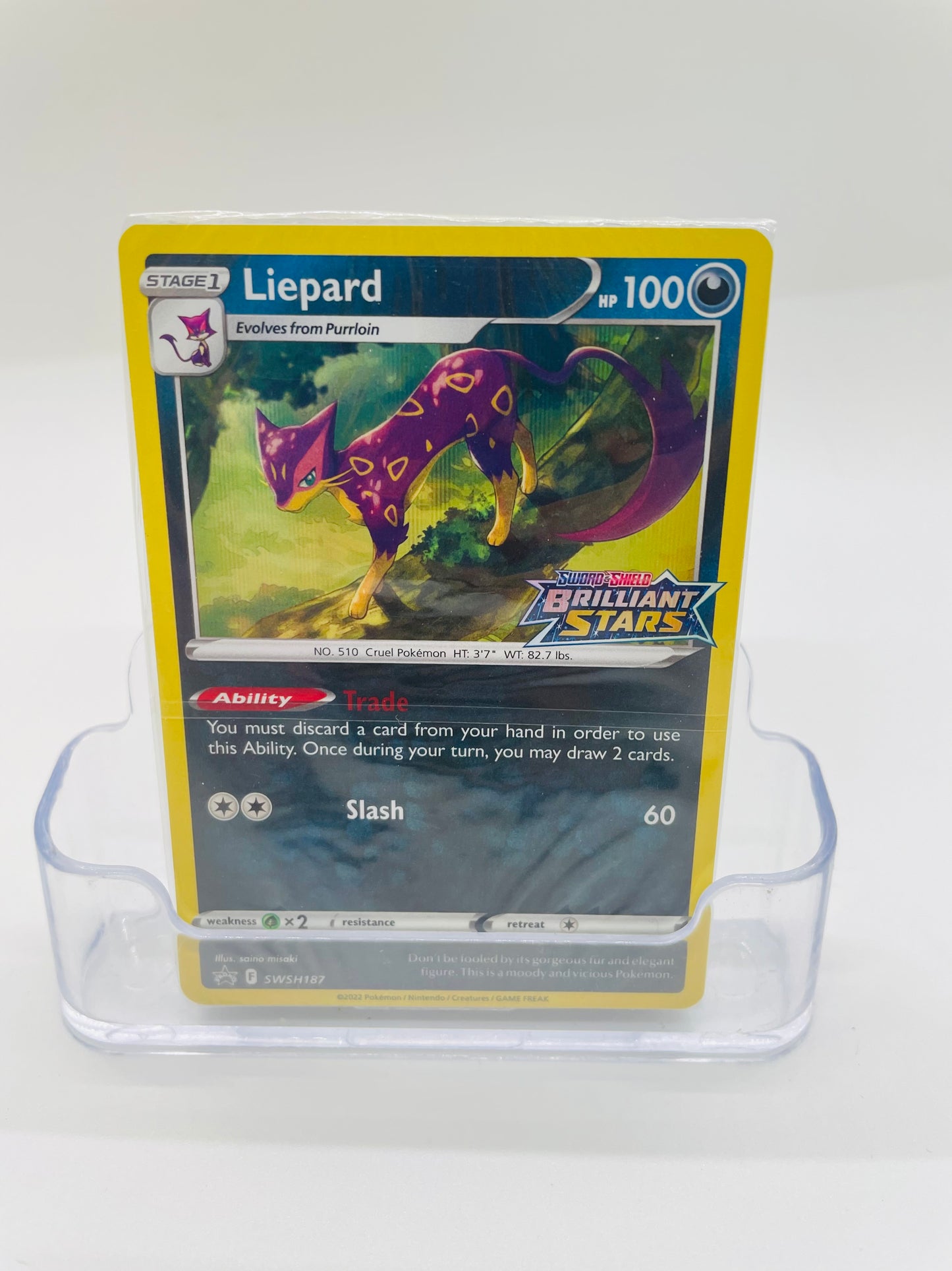 Liepard Prerelease Sealed Promo SWSH187 Brilliant Stars Stamped